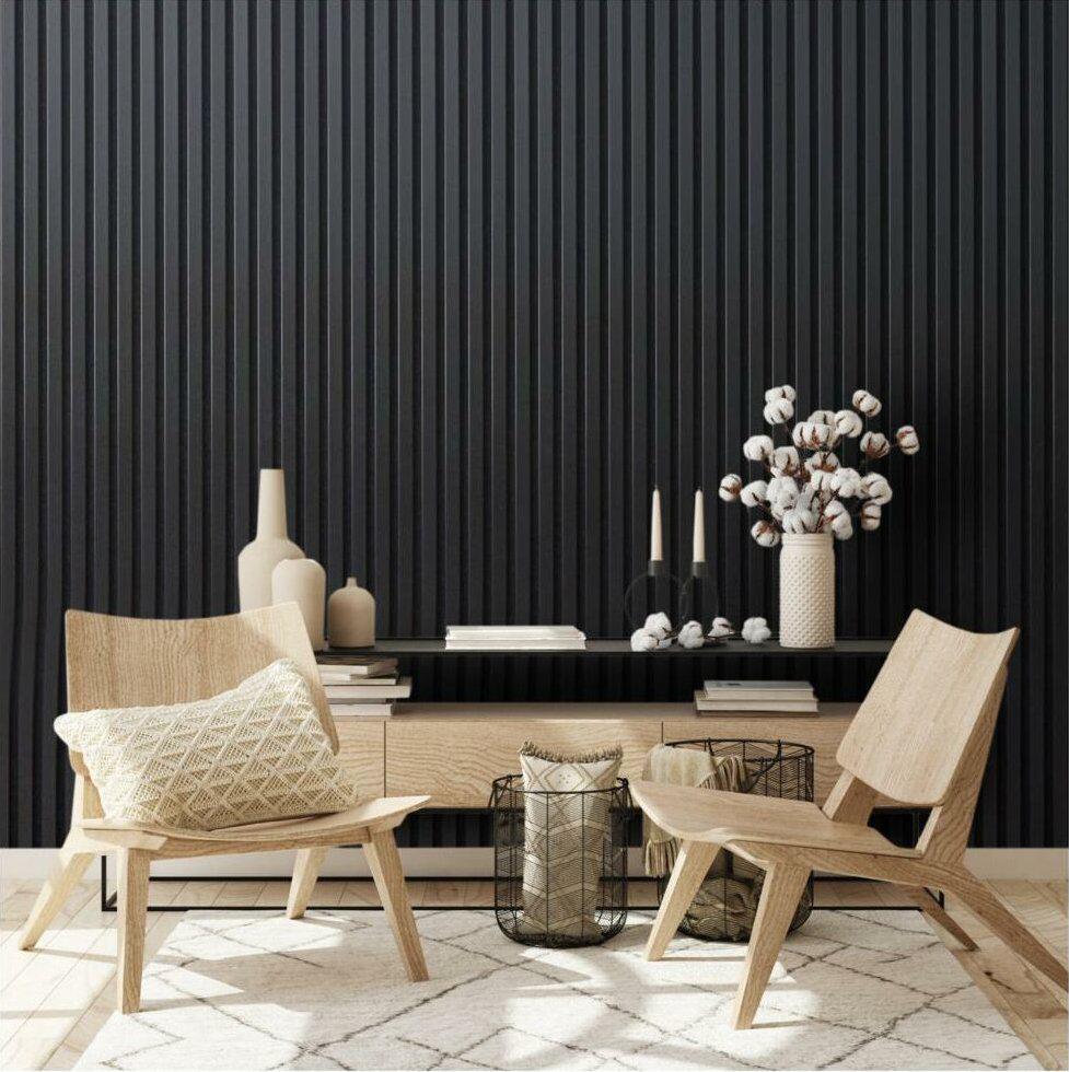 Acoustic Slats Panel - Black Matt - DecorMania.eu