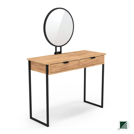 Dressing Table with mirror LOFT Oak Black - DecorMania.eu